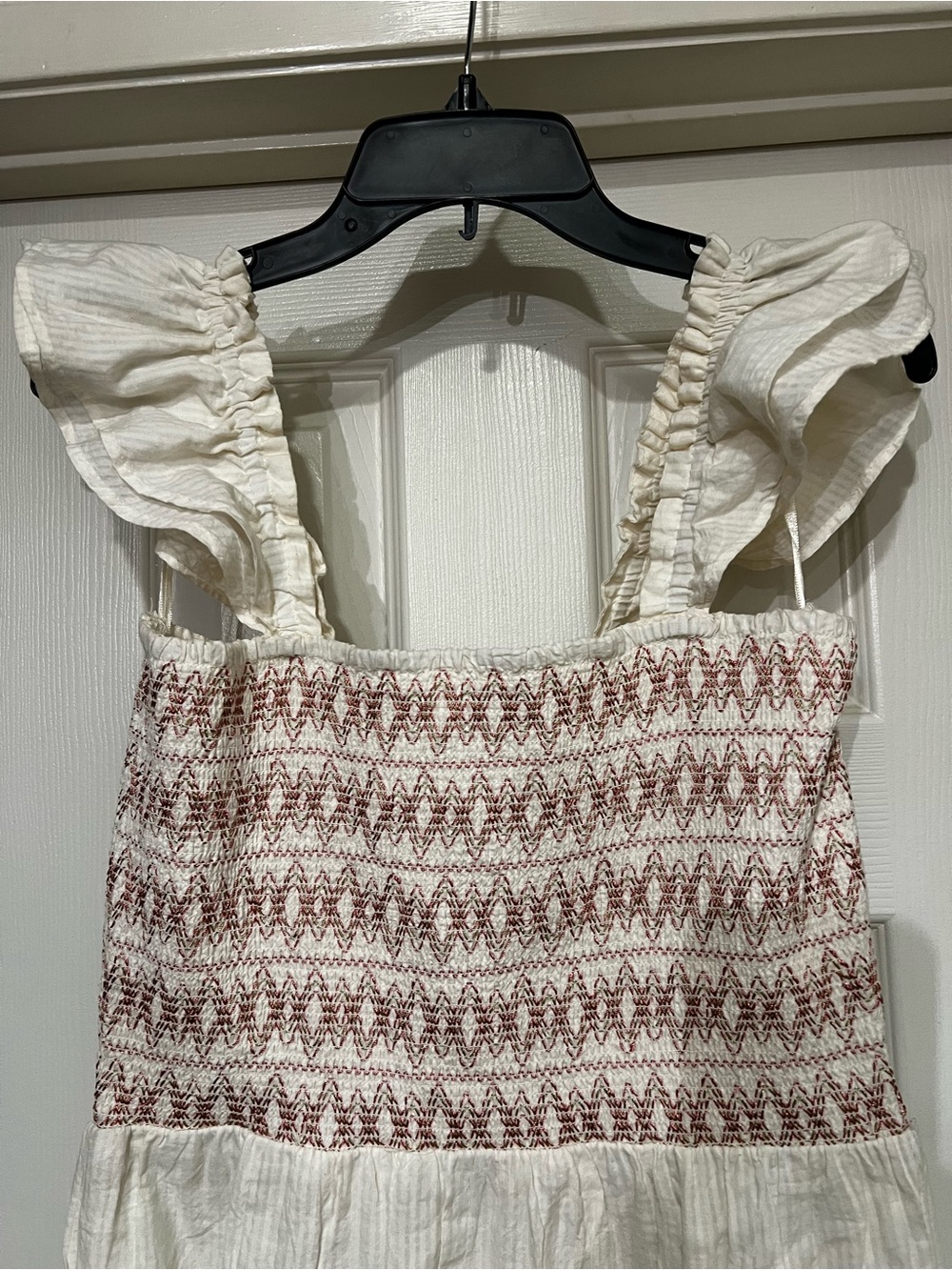 NWT ANTHROPOLOGIE SIM & SAM CREAM SMOCKED TIERED MAXI DRESS  SIZE L - Picture 3 of 14